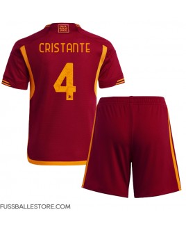 Günstige AS Roma Bryan Cristante #4 Heimtrikotsatz Kinder 2023-24 Kurzarm (+ Kurze Hosen)